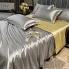 Blended Natural Mulberry Silk Bedding Set with Duvet Cover Bed Sheet Pillowcase High End Satin Single Double Queen King Bedsheet
