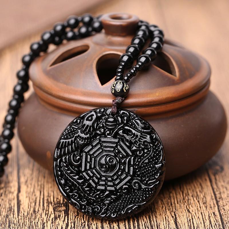 

Single-Sided Dragon Phoenix Bagua Pendant Necklace Traditional Symbolic Design Durable Material Suitable for Daily Wear and Gift Giving One Size чорний