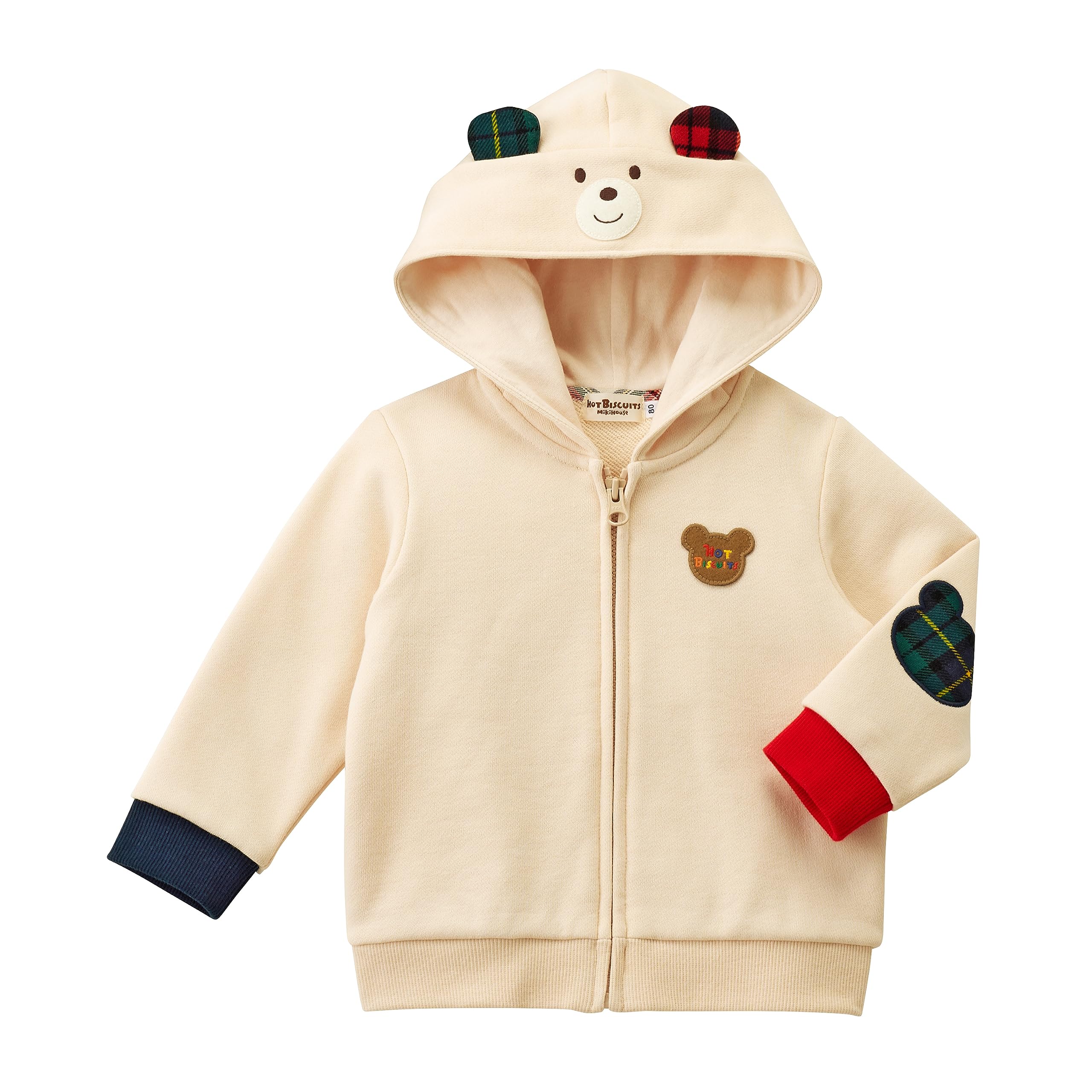 

MIKIHOUSE HOT BISCUITS Hoodie for Boys and Size Girls, Ivory, 120cm, 73-3707-496 слоновая кость