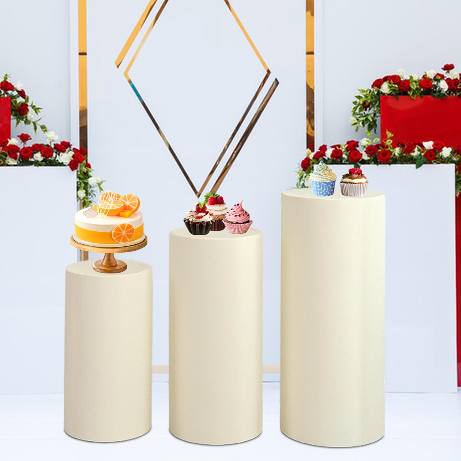 

3Pcs Plinth Stand Pillar Covers for Engagement Thanksgiving Anniversary бежевый