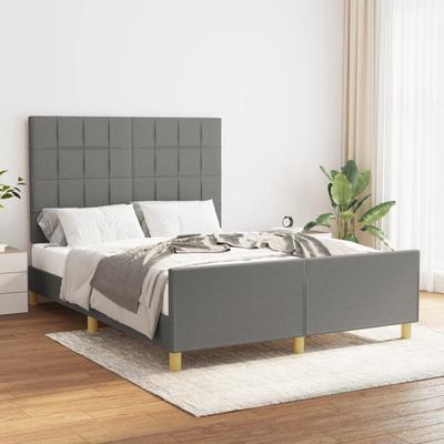 Vidaxl Bed Frame Without Mattress, Dark Gray, 140X200 Cm, Upholstered
