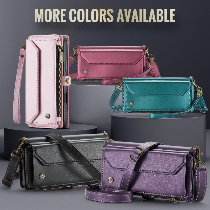 Leather Crossbody Case with Card Holder for iPhone 16/17 Pro Max