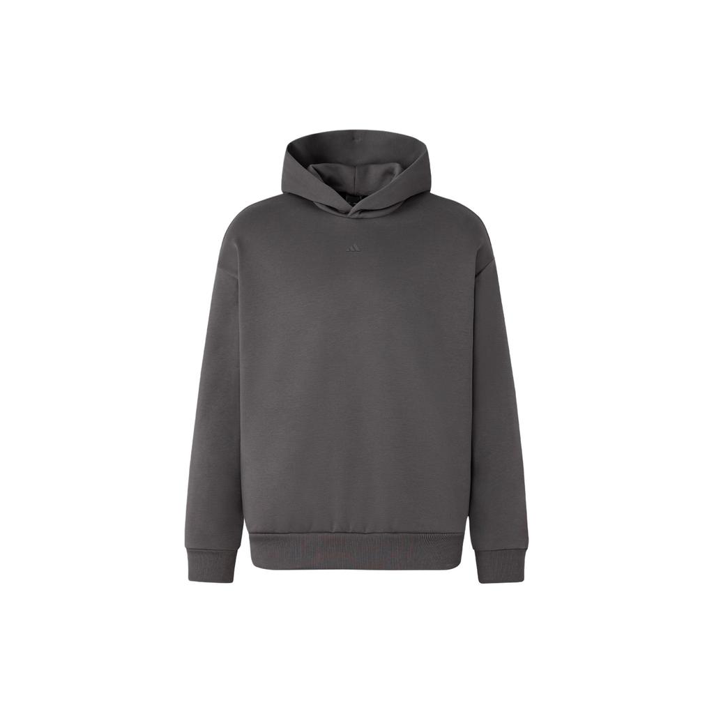 Adidas The 2024 Collection Chapter 02 Letter Logo Fleece-Lined Hoodie Unisex Tops Charcoal-Grey IX1964