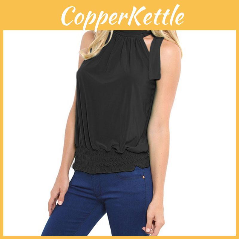 Elegant Women Sleeveless Lotus Chiffon Shirt Exuding Timeless Style For Office Wear