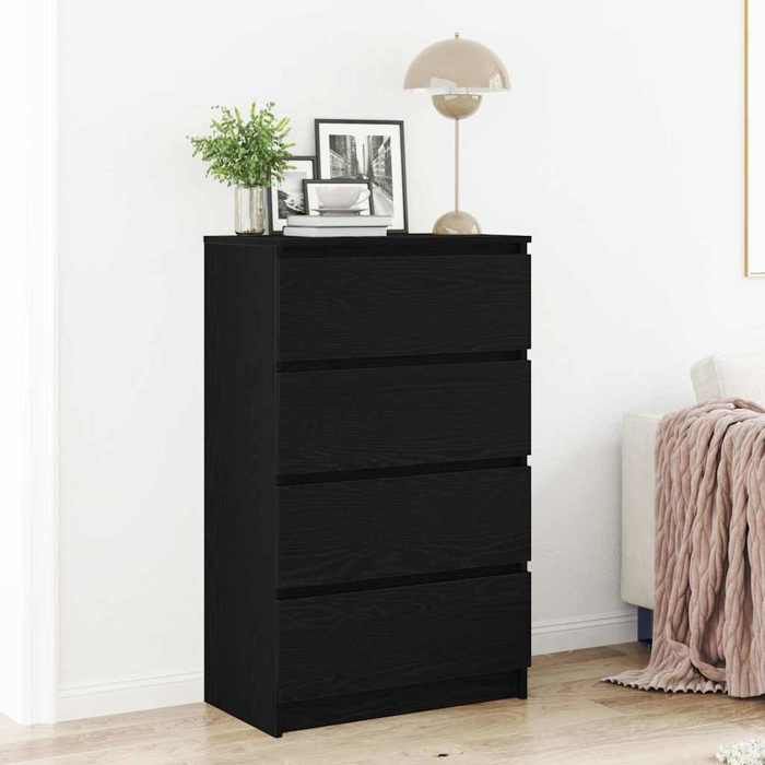 VidaXL Buffet Black Oak 60x35x98.5 Cm Engineered Wood, Storage Cabinet, Hallway Cabinet, Side Cabinet, 861992