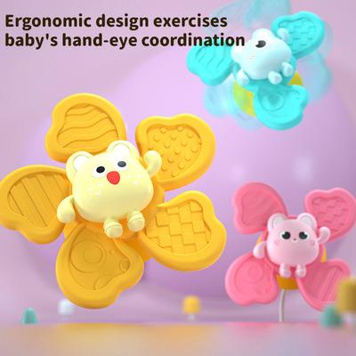 3Pcs/Set Baby Bath Toys Suction Cups Spinning Top Toy Cartoon Sea Animal Rattles Fidget Educational Toys Infant Teether Toys