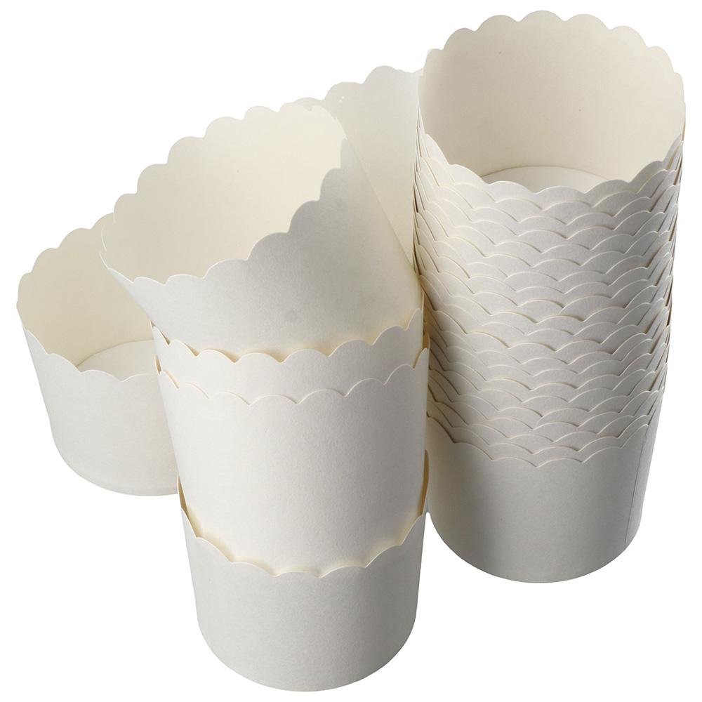50 pcs New Large Paper Baking Cups White 2.8 Greaseproof Baking Cups Cylindrical Shape Cake Paper Baking Cups Baking