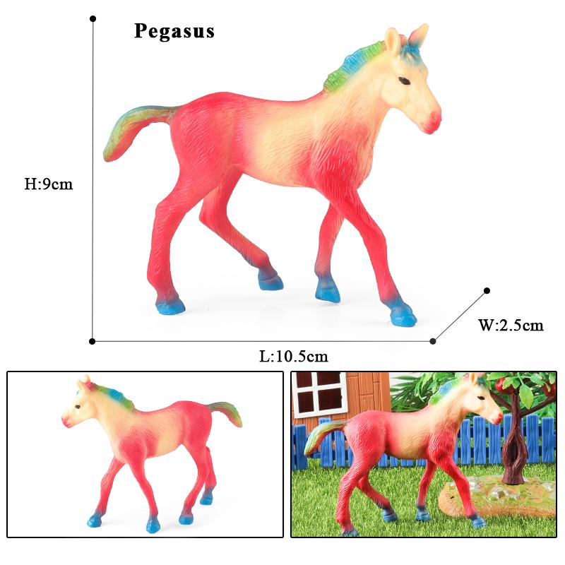 Oenux New Mythical Elf Pegasus Fairy Tale Fly Horse Kids Toy Action Figures Animal Model Cute Girl Birthday Gift Cake Toppers