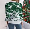 Jeseň Zima Vintage Voľný sveter s dlhým rukávom s potlačou Cardigan Pletené veci Vianočný sveter s výstrihom