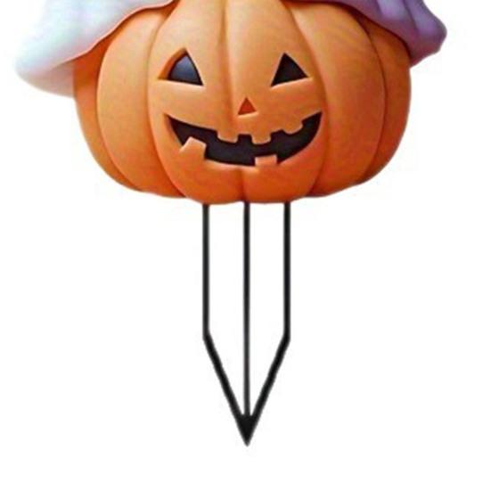 Halloween Pumpkin Ghost Yard Sign Decoration Metal Stake Outdoor Fall Yard Ornament Horror-themed Home Decor