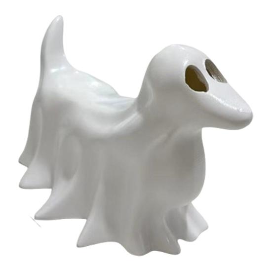 Halloween Ghost Animal Figurine Draped Ghost Dog Cat Statue Resin Spooky Tabletop Ornaments for Home Party Haunted House Decor
