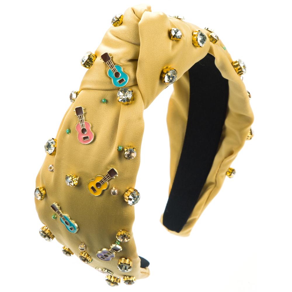 European and American Fashion Baroque Guitar Accessories Headband Fabric Hand Sewn Gemstone Pearl High Skull Hair Accessories