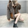 Invierno Estilo Coreano Piel Sintética de Zorro Cuello Náutico Plumífero Algodón Acolchado Abrigo Parka para Mujer
