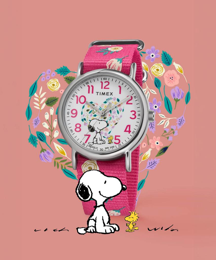 Taimaegseu X Peanuts Weekender Snoopy Woodstock Floral Watch 38Mm
