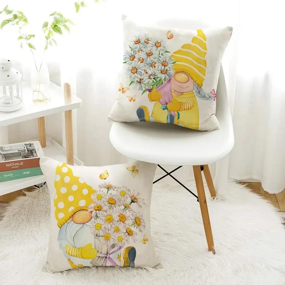 40X40Cm Outdoor Yellow Pillowcase Spring And Summer Decoration Cushion Cover Family Decoration Garden Sofa Daisy