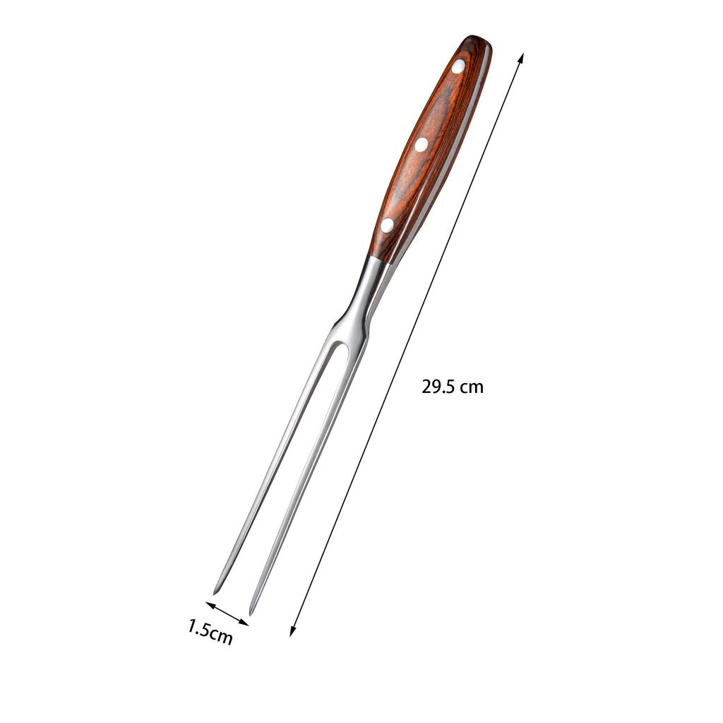 IMEEA Wooden Handle Carving Fork, 29cm, Stainless Steel, Meat Fork