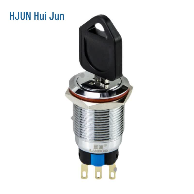 HUNJUN 19MM Metal Latching Key Rotary Switch