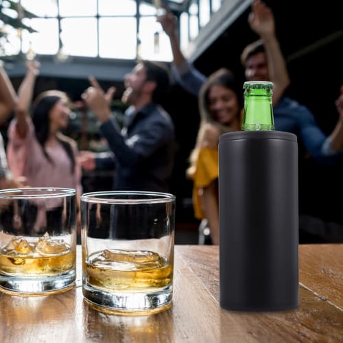 Cabilock Insulated Skinny Cooler for Beer, Hard Drinks, Double Wall Vacuum Insulated Drink Holder, Water Bottle, Insulated Mug, Black