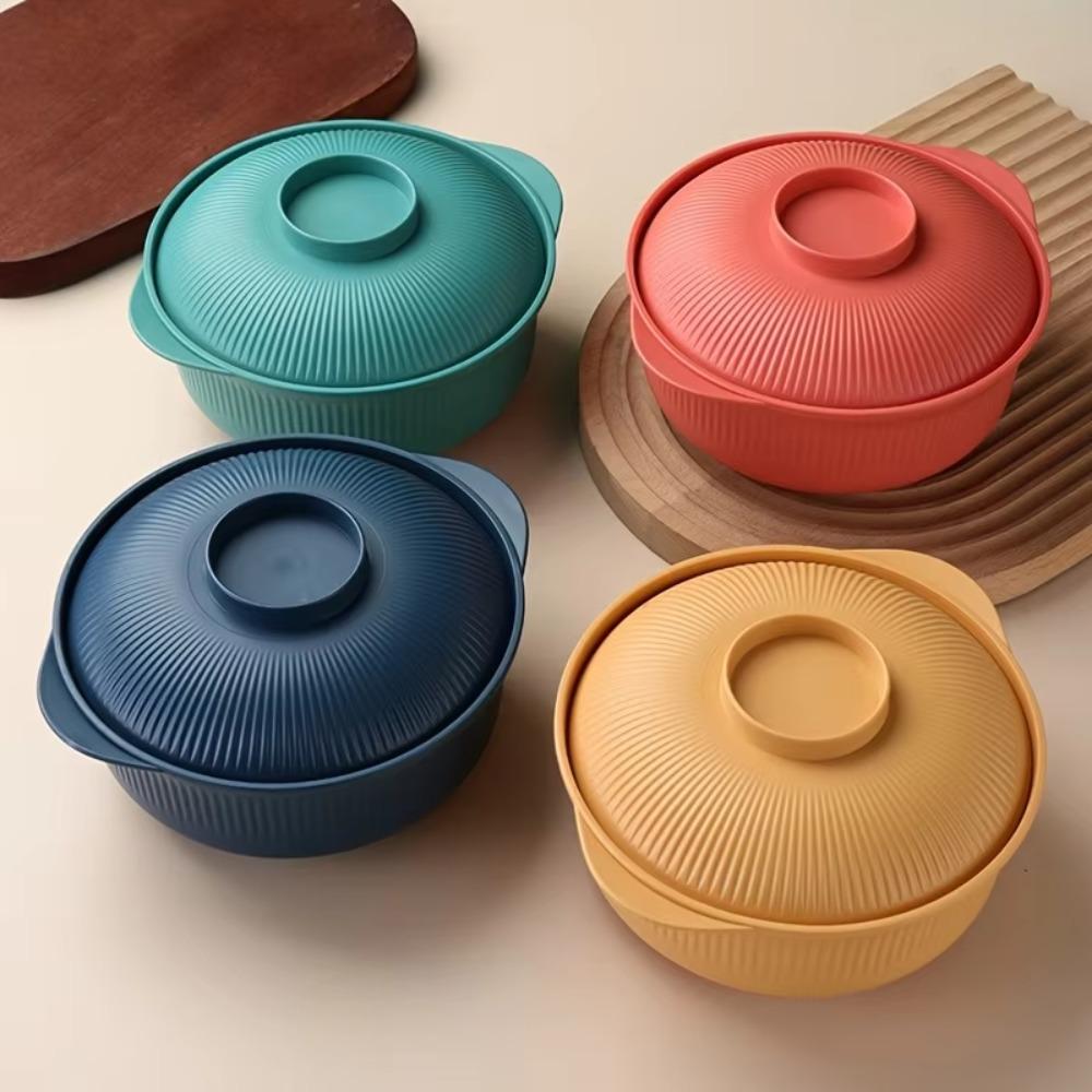 4 Set Large Capacity Salad Bowl Plastic Soup Bowl Kitchen Utensils Ramen Noodles Bowl Picnic