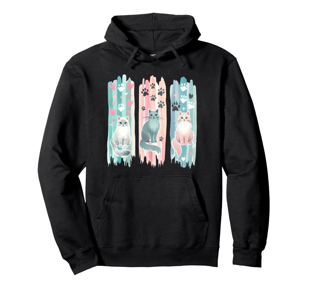 Cute cat and watercolor brush strokes hoodie