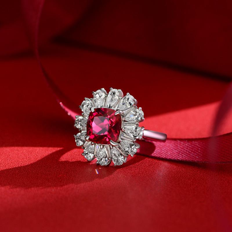 Gica Gema 925 Sterling Silver 9*9mm Zircon Gemstone Wedding Rings For Women Fine Jewelry