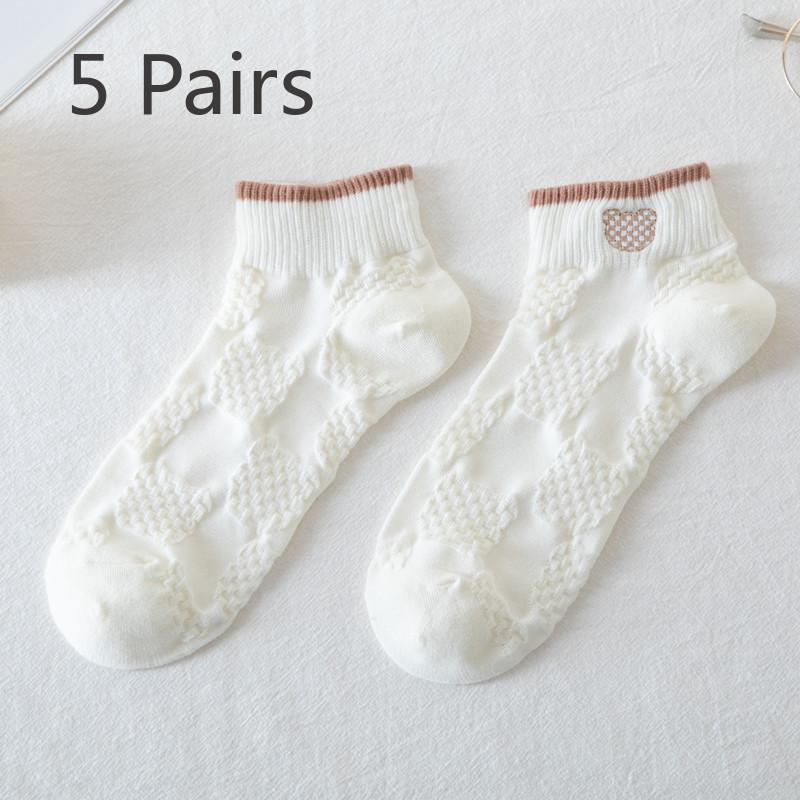 5 Pairs of Ladies Summer Cotton Lovely Shallow Mouth Short Boat Socks