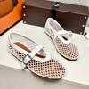 Fashion New Designer Fishnet Flat Shoes Woman Mary Janes Cutout Summer Flats Women Ankle Belt Air-mesh Mocasines Zapatos De Mujer 2025