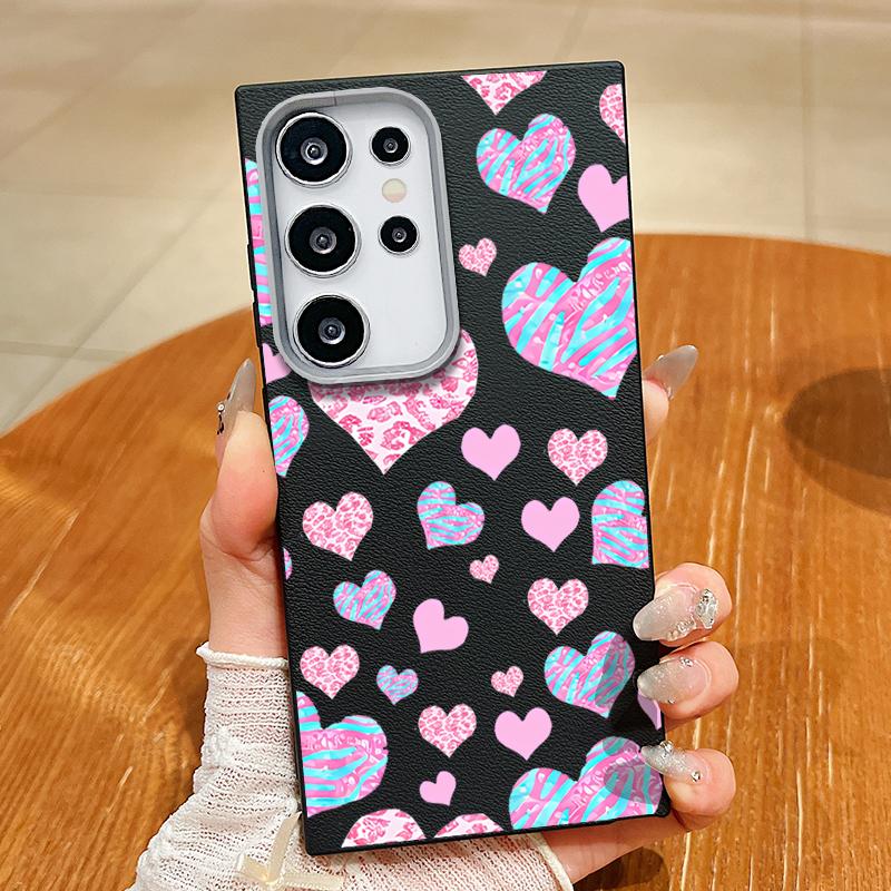 Cute Pink Love Hearts Case For Samsung Galaxy S25 Ultra Capa S24 Ultra S22 Ultra S23 Plus S21 FE S20 5G Magnetic Soft Case Cover