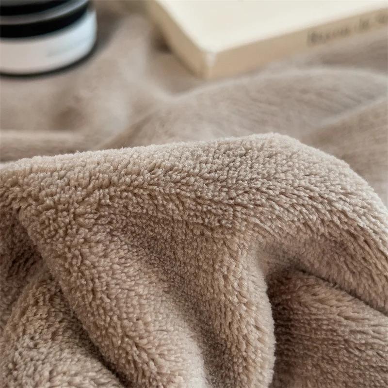 Double Layer Solid Color Milk Velvet Blanket Autumn Winter Thicken Warm Plush Blanket for Bed Sofa Single Double Thick Bed Sheet