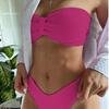 European American High Waist Bandeau Bikini - Sexy Bodycon Swimsuit