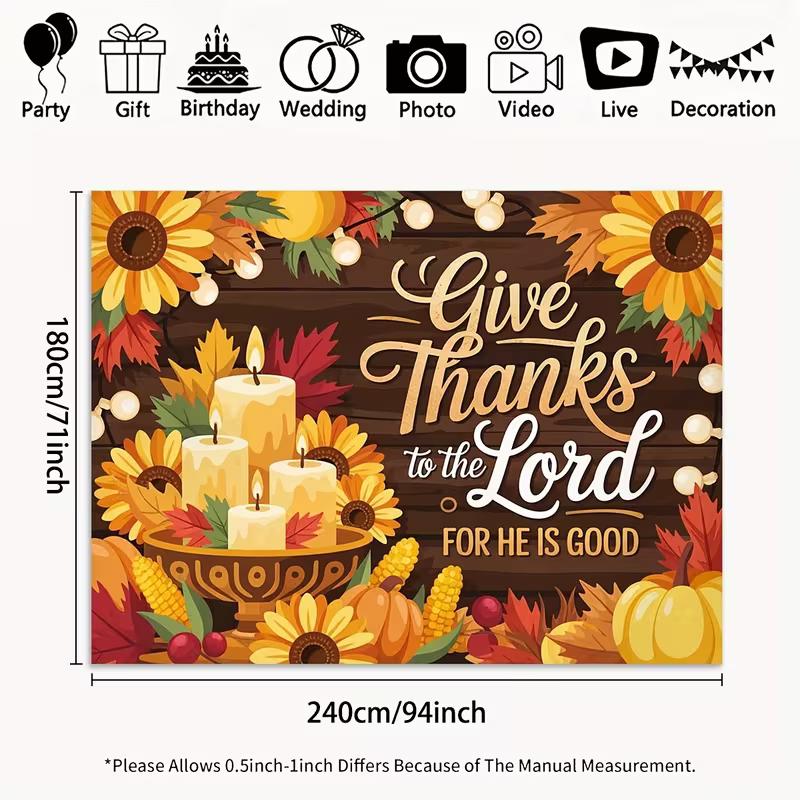 2D Thanksgiving Backdrop  Give Thanks to the Lord  Photography Background 47.2x31.5inch/120*80cm