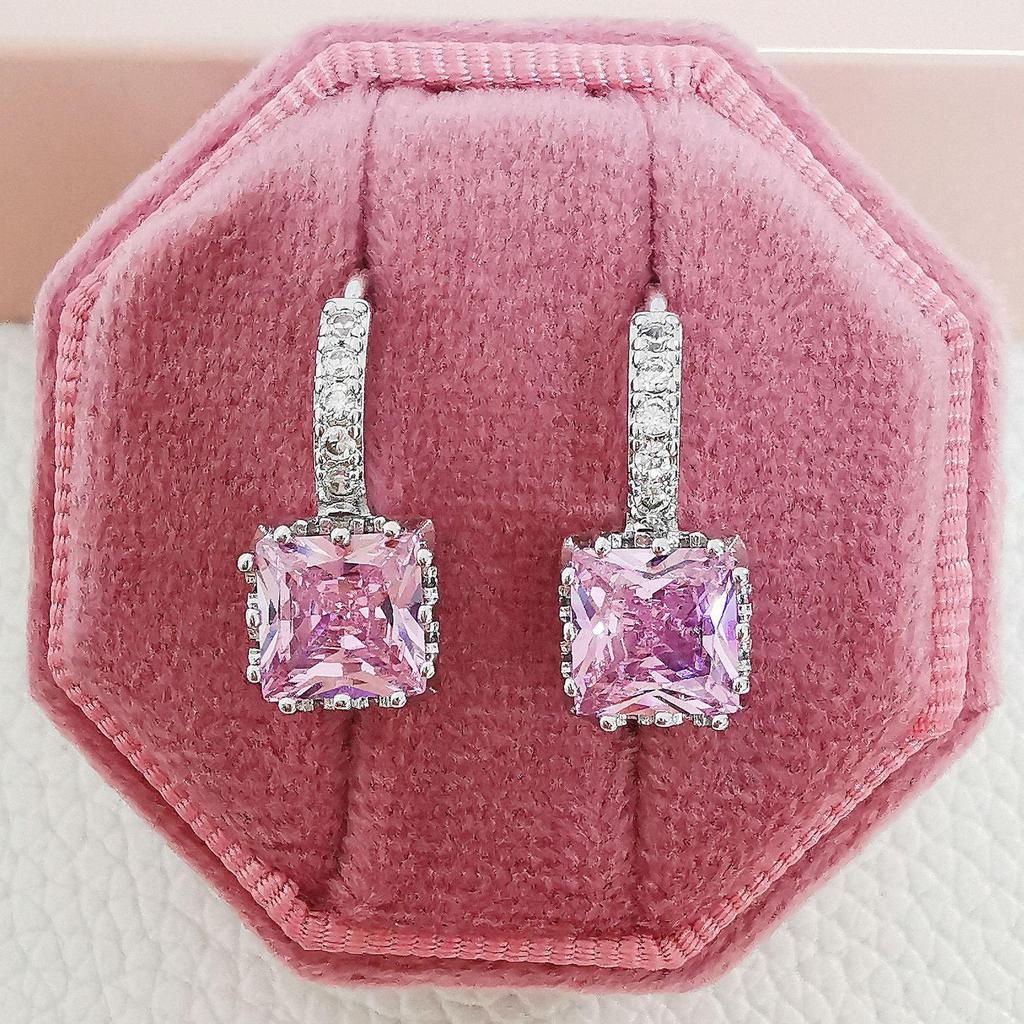 Sweet Zircon Stone Hoop Earrings – Korean Style