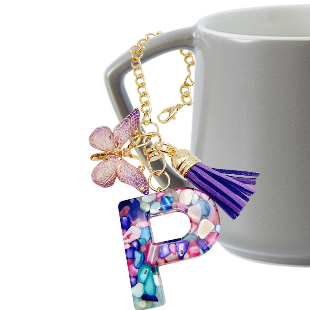 

Letter Cup Chains Letter Water Bottle Charm With Butterfly And Tassel Cute Trendy Modern Mug Initial Keychain Water Bottle