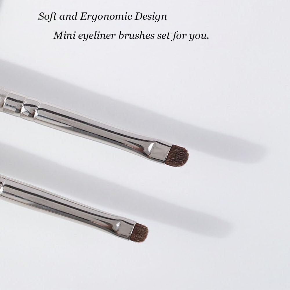 Mini Smudge Brush for Eyeliner,2 PCS Small Smudge Brush for Precision Eyeshadow and Eyeliner,Eyeliner Brush for Powder Gel Cream Liquid Concealer,Eye