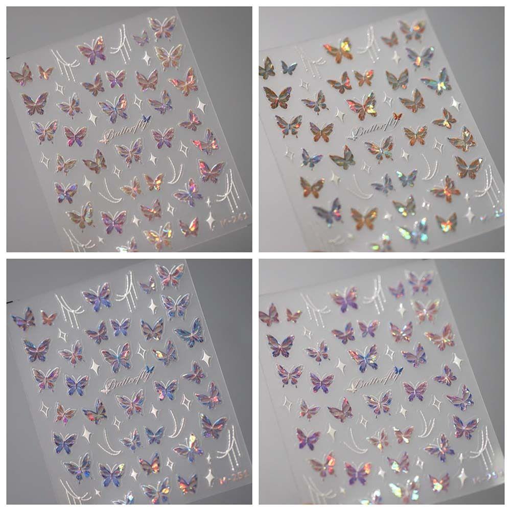 Nail Accessories Bronzing Butterfly Nail Decals White Stars Butterfly Nail Decorations  Nail Salon