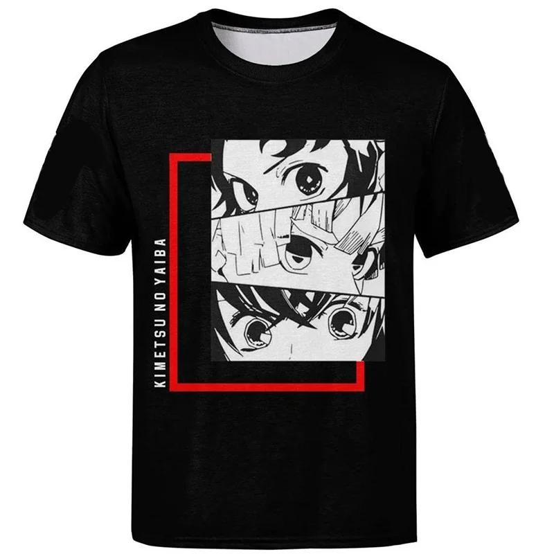 2025 Demon Slayer Men's and Women's T-shirt with Anime Print Short Sleeve Retro Gothic 100% Cotton Y2K Street Clothing