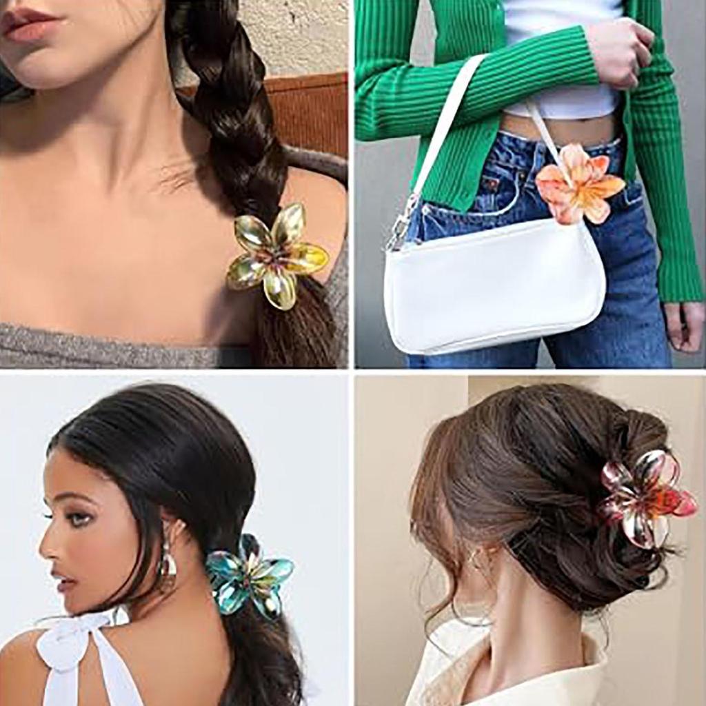 Hairpin Flower Hair Clip Cute Grab Clip Plastic Large Hair Claw Geometry Blingbling Transparent Hair Clip Vacation