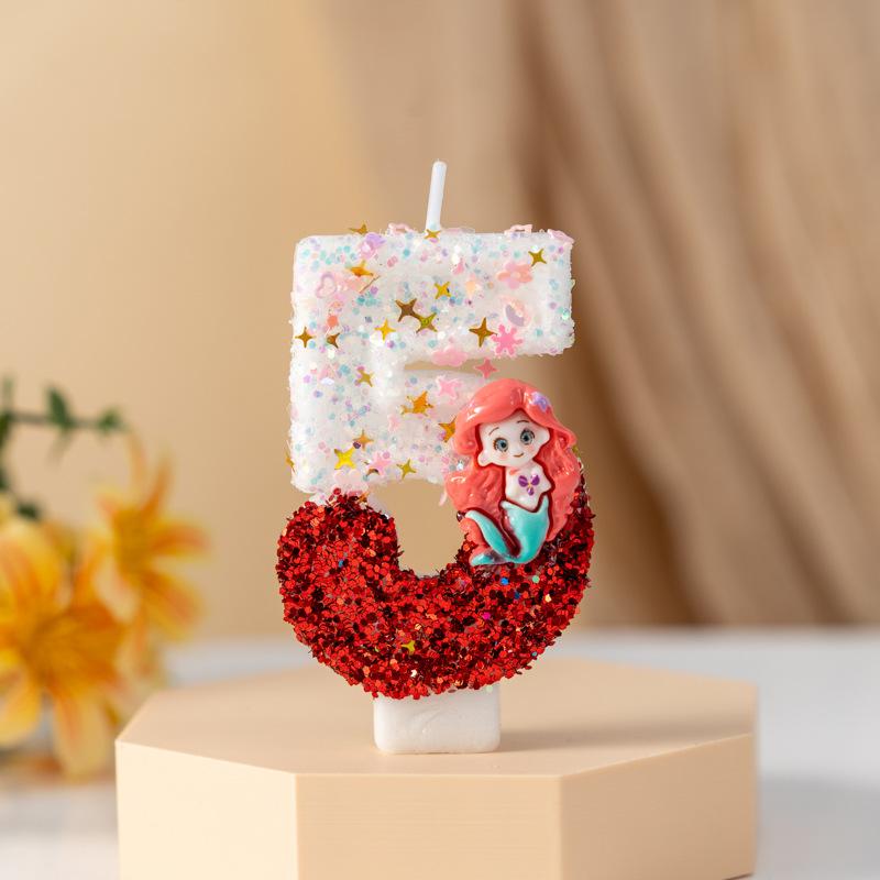 Creative Cartoon Mermaid Digital Birthday Candle Celebration Decoration