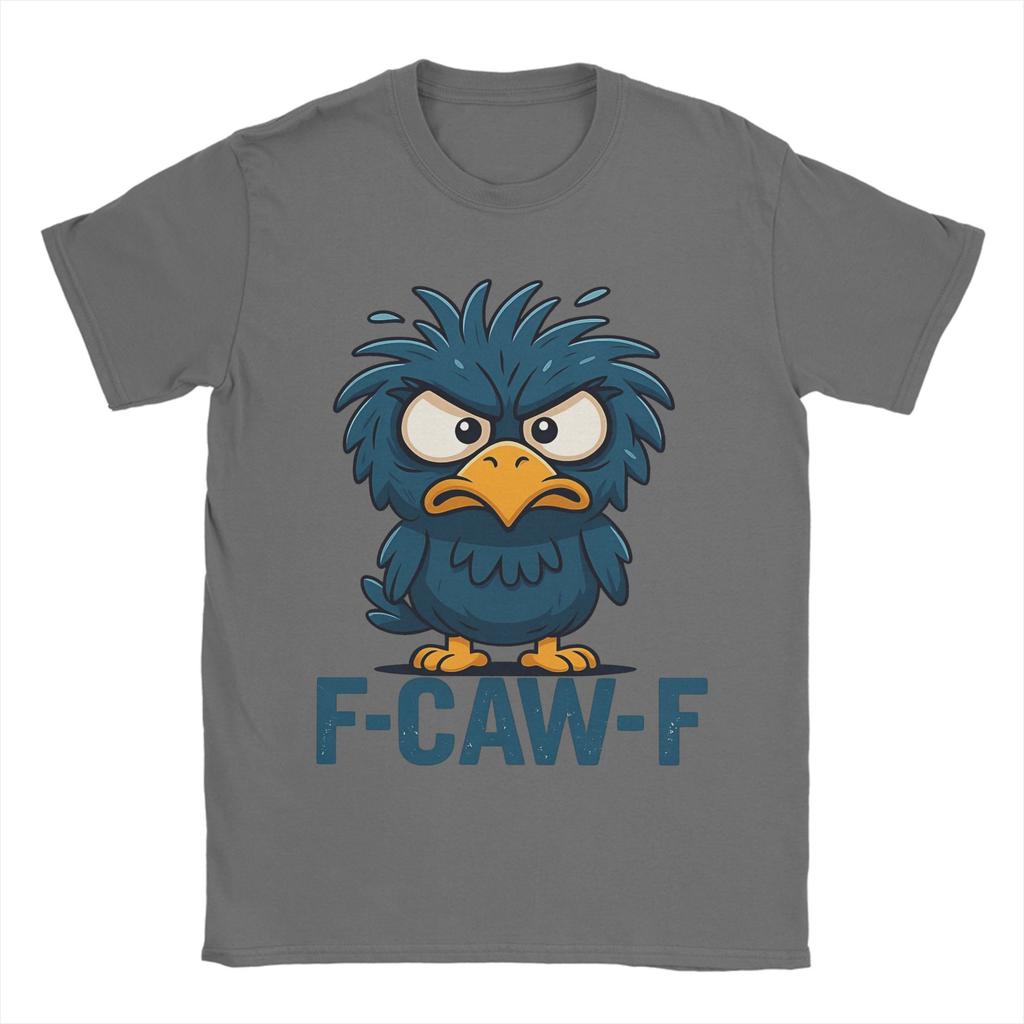 F-Caw-F Angry Bird Meme Funny Men T Shirts Vintage Tee Shirt Short Sleeve Crew Neck T-Shirts Pure Cotton Graphic Printed Tops