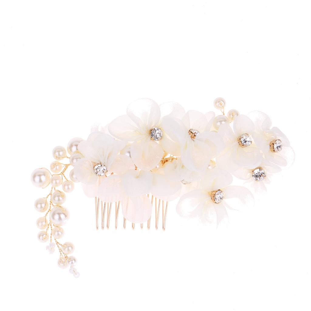 Bridal Wedding Handmade Headwear Flower White and Red Two-Color Hair Accessories Comb Dress