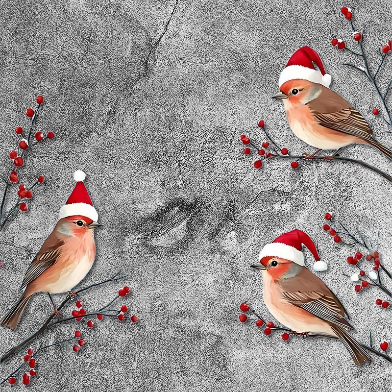 

1Set Three Birds in Santa Hats Christmas Red Berry Branches Decorative Wall Stickers Self-adhesive Universal Window Vinyl Decals (as the picture,30x27CM)