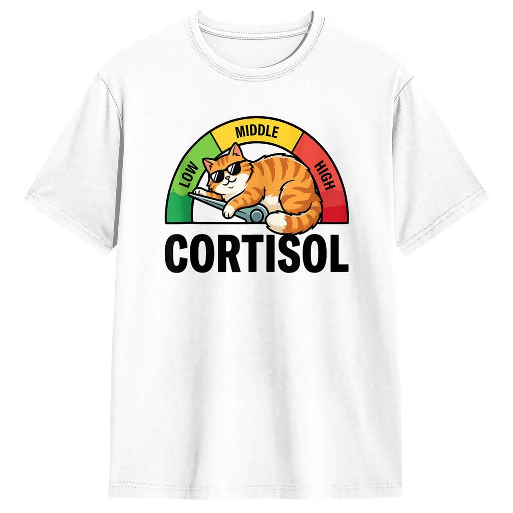 Sloth Low Cortisol Level Meme TShirt Summer Popular T Shirts Unisex Cotton Crewneck Plus Size Tees Short Sleeves Funny Tops