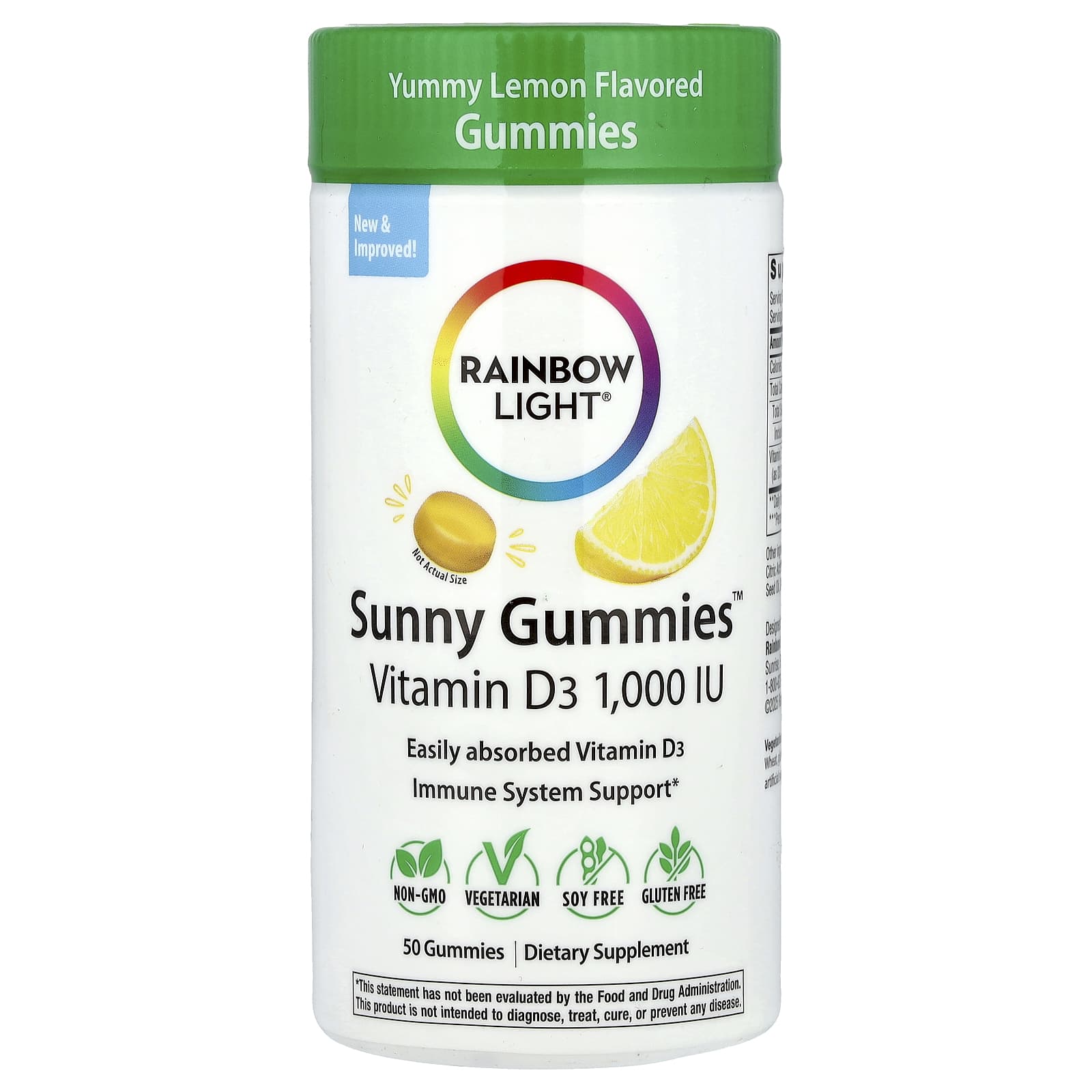 

Sunny Gummies™, Vitamin D3, Delicious Lemon, 25Mcg (1,000Iu), 50 Gummies