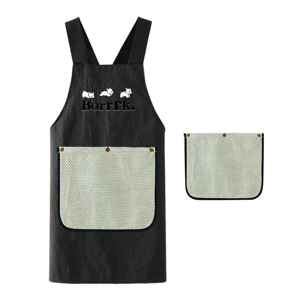 Waterproof Kitchen Apron Anti-fouling Cross Back Restaurant Uniform with Removable Hand Towel Sleeveless Catering Work Clothes