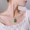 Jewelry Necklace Chalcedony Inlaid Pendant Chain Emperor Green Ladder Fang No Matter Brand Retro Premium Sense