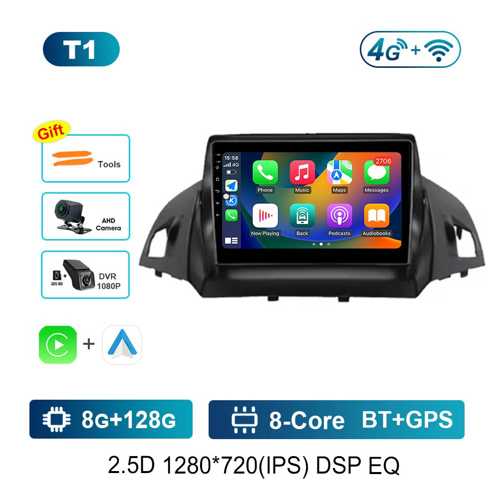 Carplay DSP Stereo Android System for Ford Kuga 2 Escape 3 2012 - 2019 Navi GPS Car Video Multimedia Player WiFi+4G Split Screen