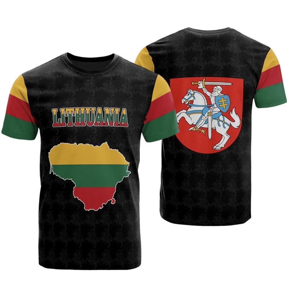 National Emblem Pattern 3D Digital Printed Men's Fashionable Round Neck Short Sleeved T-shirt