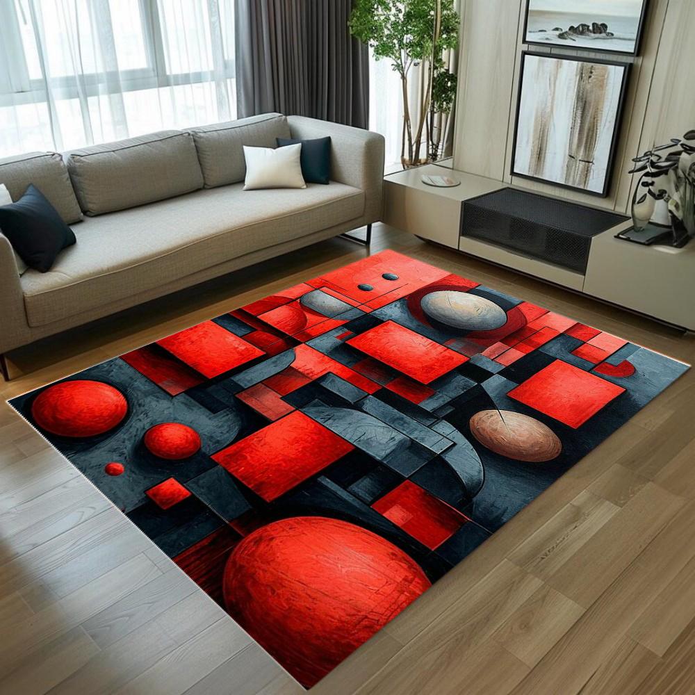 Abstract Geometric Art Area Rug Non-Slip Soft Durable Washable Floor Mat Decor Carpet for Living Room Bedroom Home Decor