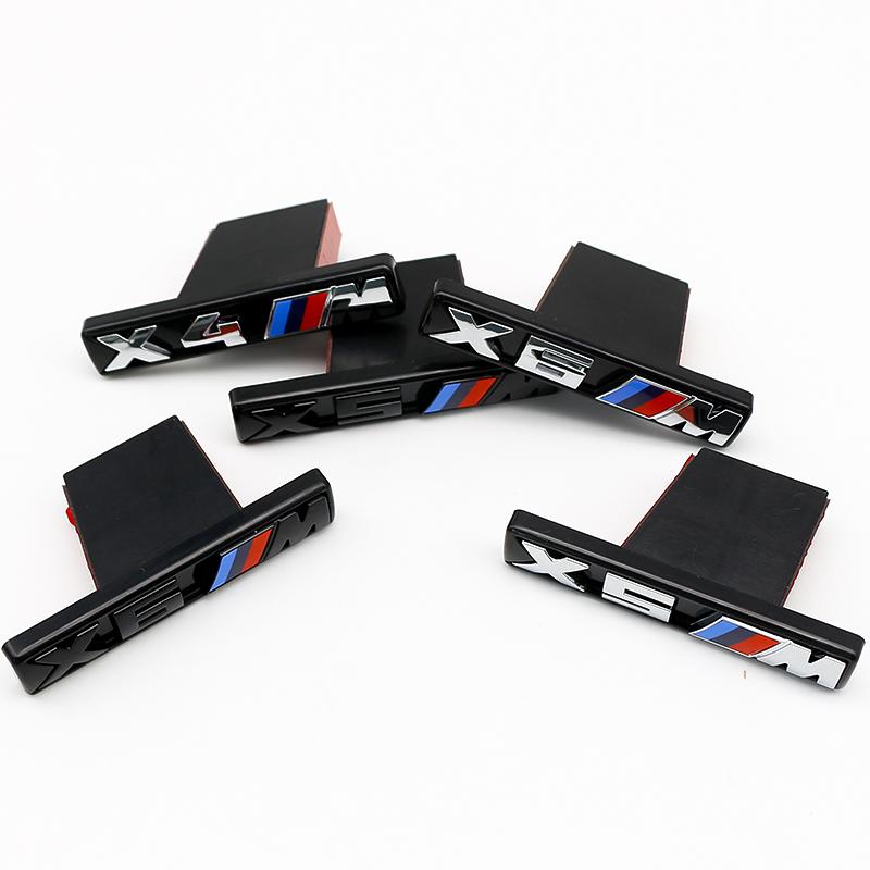 BLS1 For BMW M Power X5 X6 Front Grille Emblem X3 X4 Gloss Black White 3D ABS Logo X2 Performance Badge Auto Car Exterior Accessories