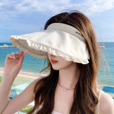 Damen UV-Schutz Leerer Oberteil Sonnenhut Mode Rüschenkante Stirnband Schale Hut Outdoor Sonnenschutz Reise